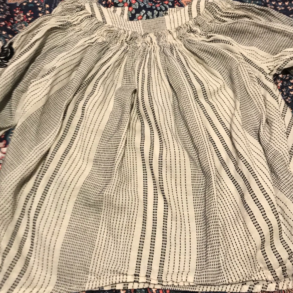 Zara black and cream  embroidered blouse.
